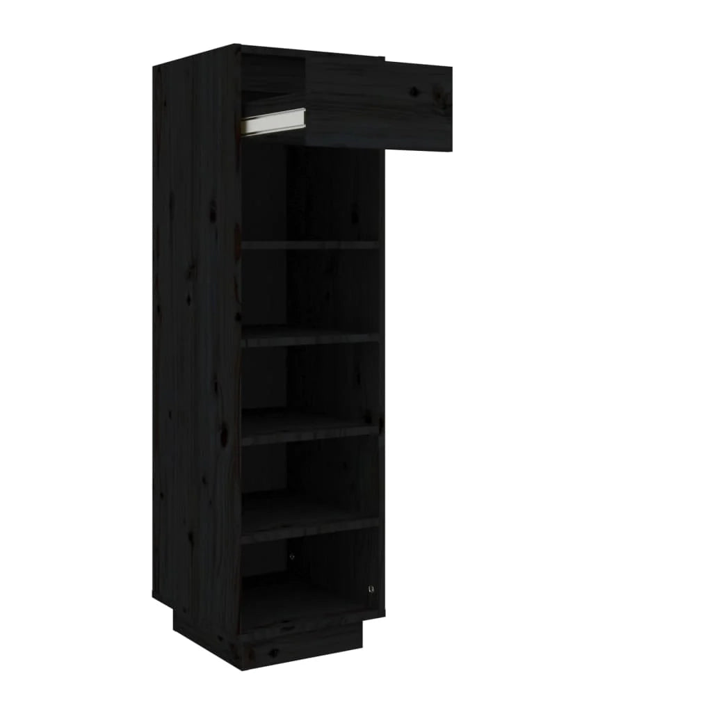 Scarpiera mobiletto portascarpe mobile per ingresso/corridoio/soggiorno 30 x 34 x 105 cm legno di pino massiccio nero 02_0021960