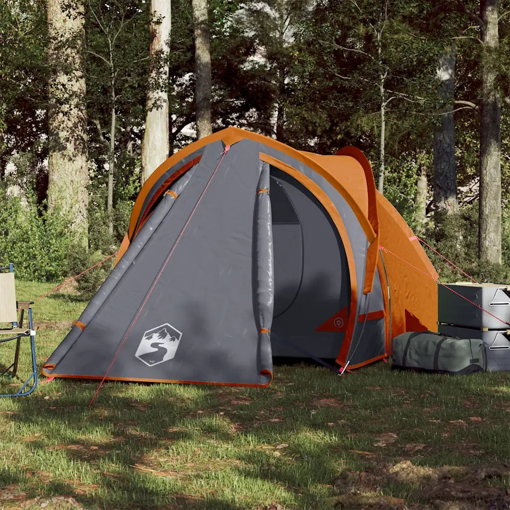 Tenda da Campeggio a Cupola 2 Persone Grigio e Arancione 94341