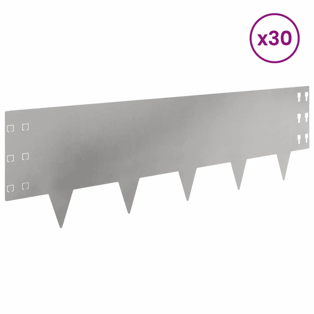 Bordura per Prato 30 pcs 100 x 30 cm Acciaio Argento 8008637