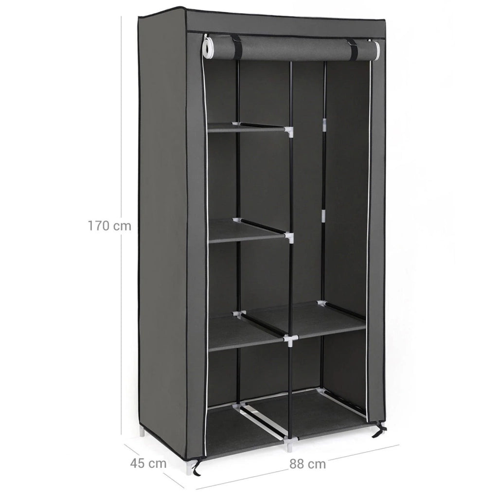 Armadio guardaroba in tessuto non tessuto 7 moduli componibili 88 x 45 x 170 cm grigio 12_0003656