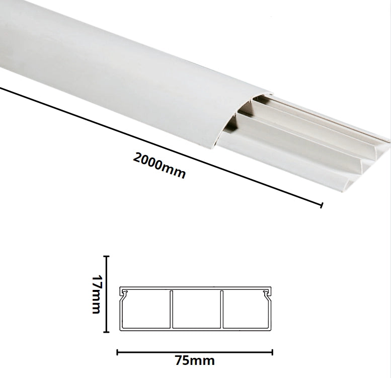Canale bianco portacavi calpestabile pvc autoestinguente 75x17mm barra 2 metri