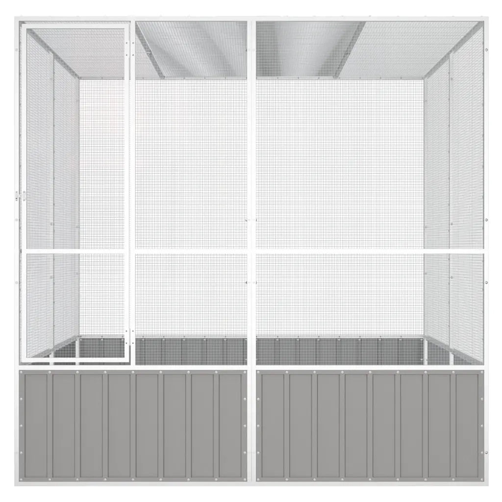 Gabbia per Uccelli Grigia 213,5x217,5x211,5 cm Acciaio Zincatocod mxl 73456