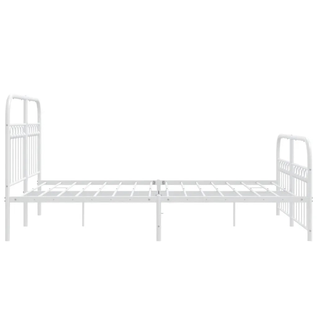 Giroletto con Testiera e Pediera Metallo Bianco 137x190 cm 376666
