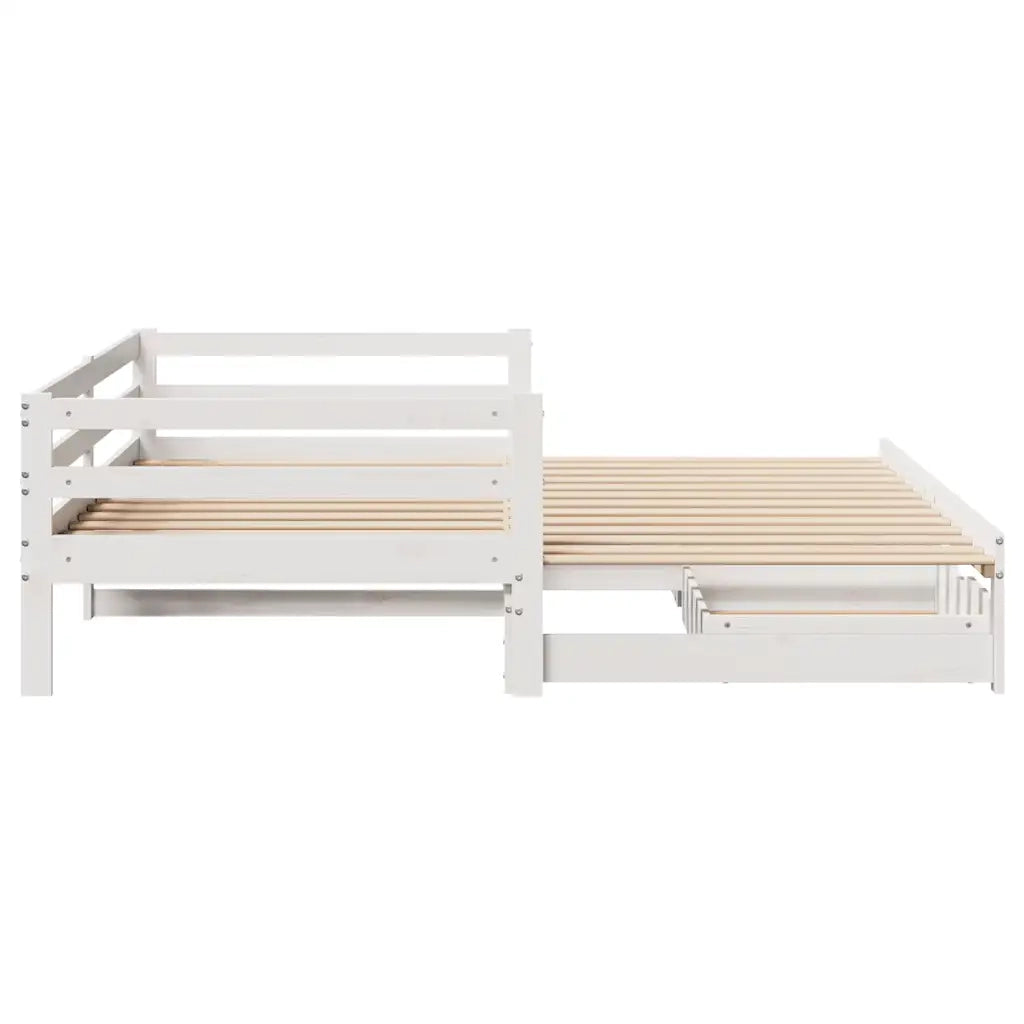 Letto Estraibile con Cassetti senza Materasso Bianco 90x190 cm