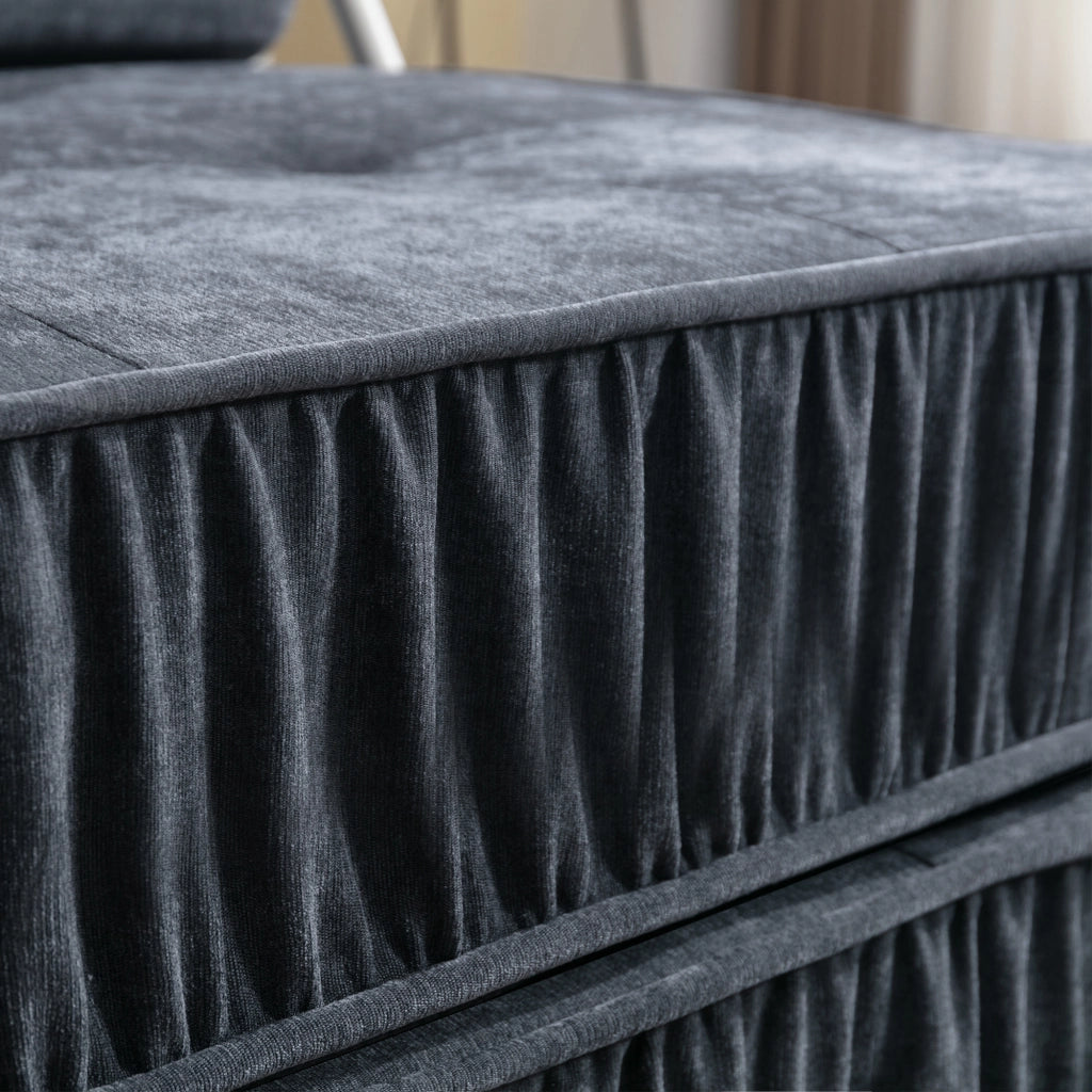 Divano modulare in schiuma con funzione letto e seduta convertibile in chenille grigio 186 × 93 × 44,5 cm