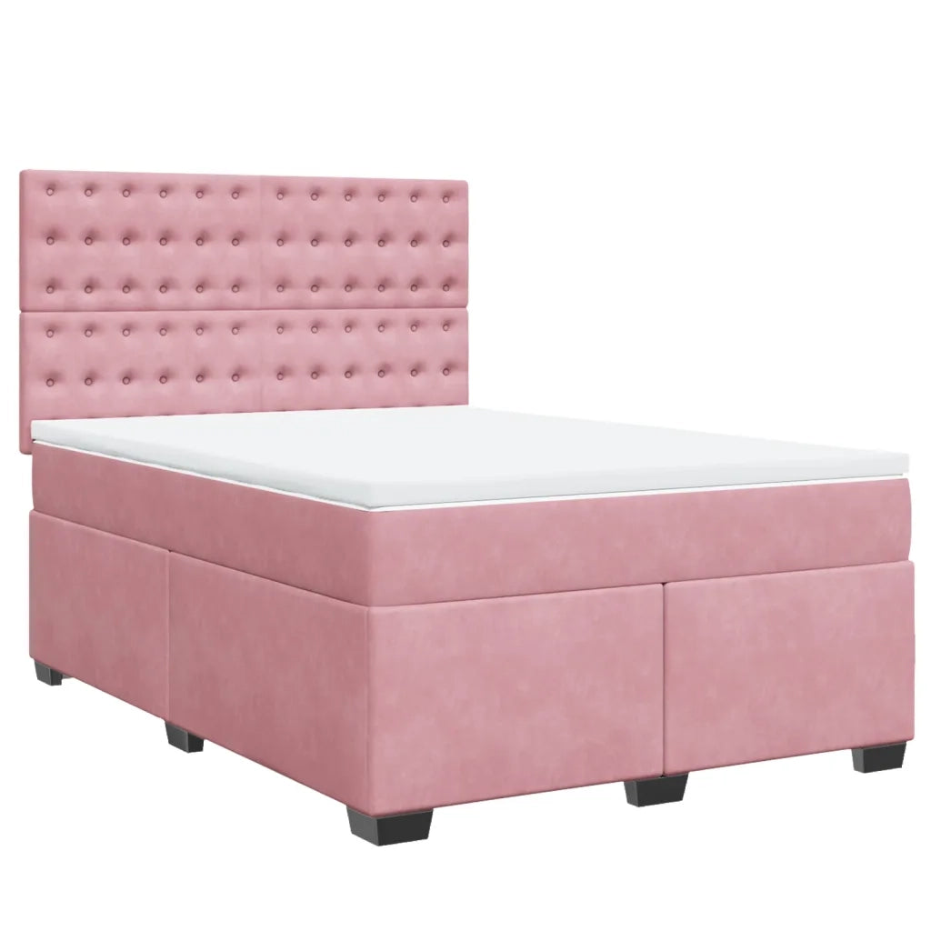 Giroletto a Molle con Materasso Rosa 140x190 cm in Velluto 3290923