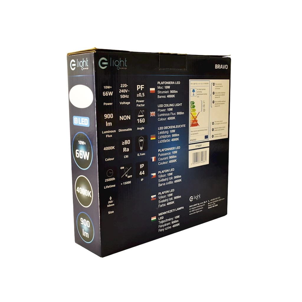 Plafoniera Milagro Bravo LED 10W 4000K IP44 26cm cromo