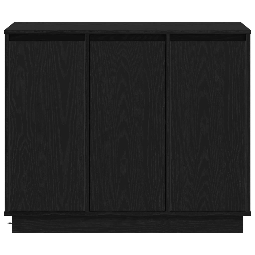 Sideboard  con LED in rovere nero 90x32x75 cm in legno ingegnerizzato