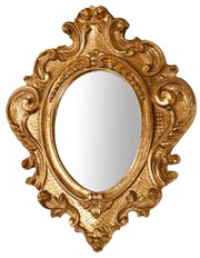 Biscottini Specchiera da parete in legno finitura foglia oro anticato L32xPR3,5xH38 cm Made in Italy