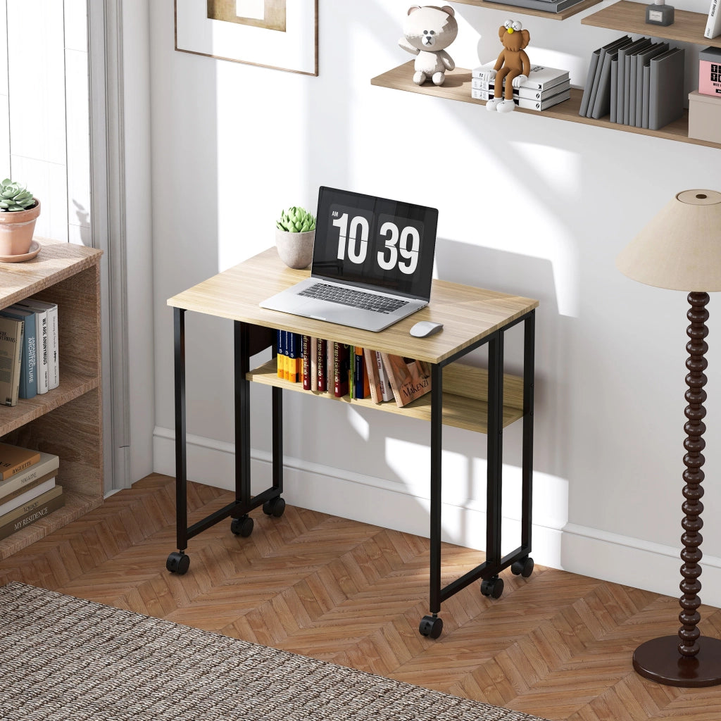Scrivania pieghevole con ruote e ripiano ¨C zephmum ¨C quercia 80x50 cm