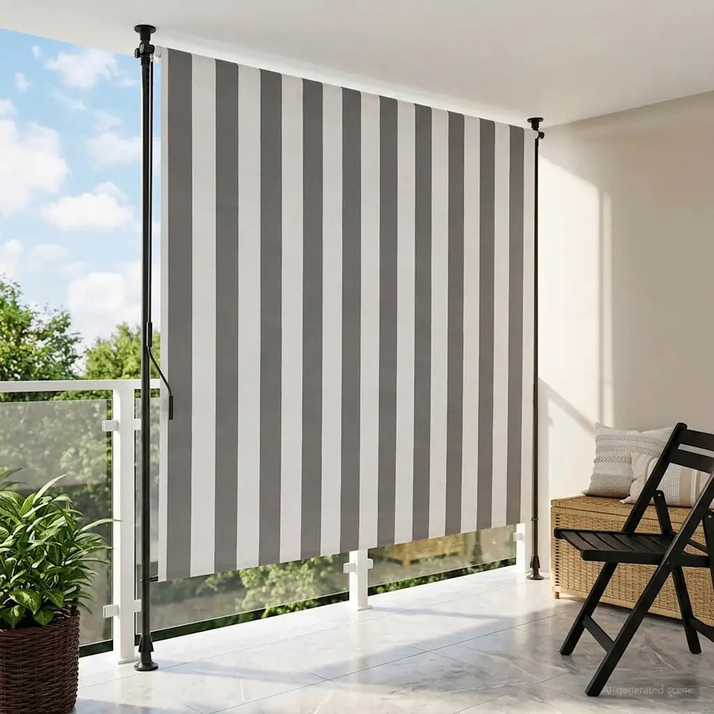 Tenda a Rullo Esterna Antracite e Bianco 120 x 270 cm 42037138