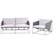 Set divano e poltrona bassi oversize in metallo con cuscini schienale e seduta Arredamento da interno ed esterno Giardino grigio