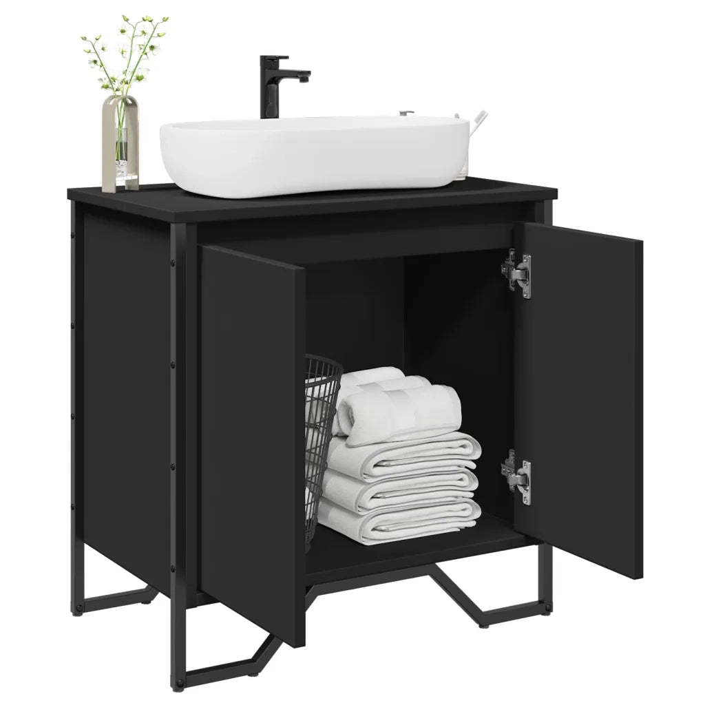 Mobile Lavabo Bagno Nero 60x35x60 cm in Truciolato 848654