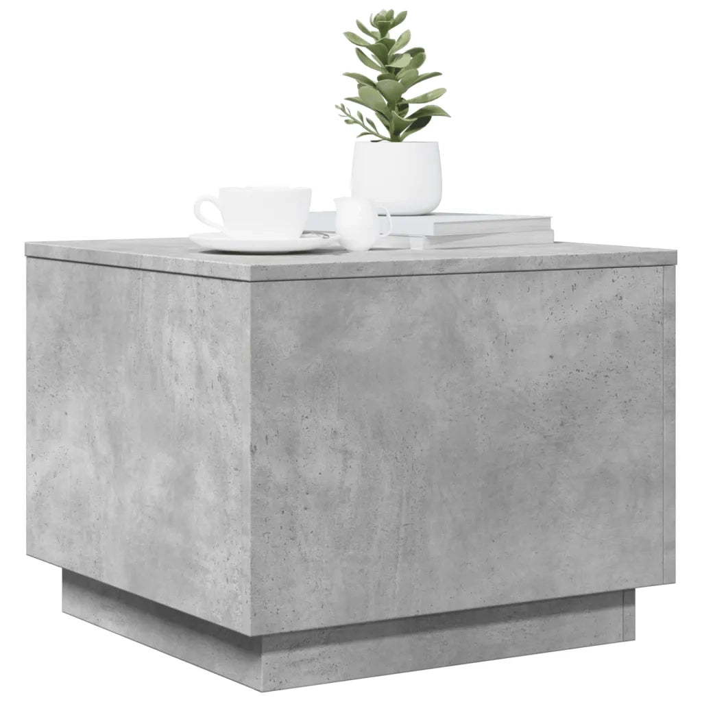 Tavolino da Salotto con Luci LED Grigio Cemento 50x50x40 cm 839871