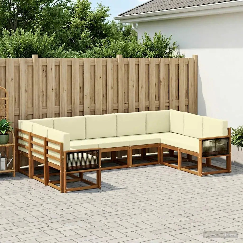 Set di divani da esterno con cuscino 9 pcs Naturale e Crema 3385531