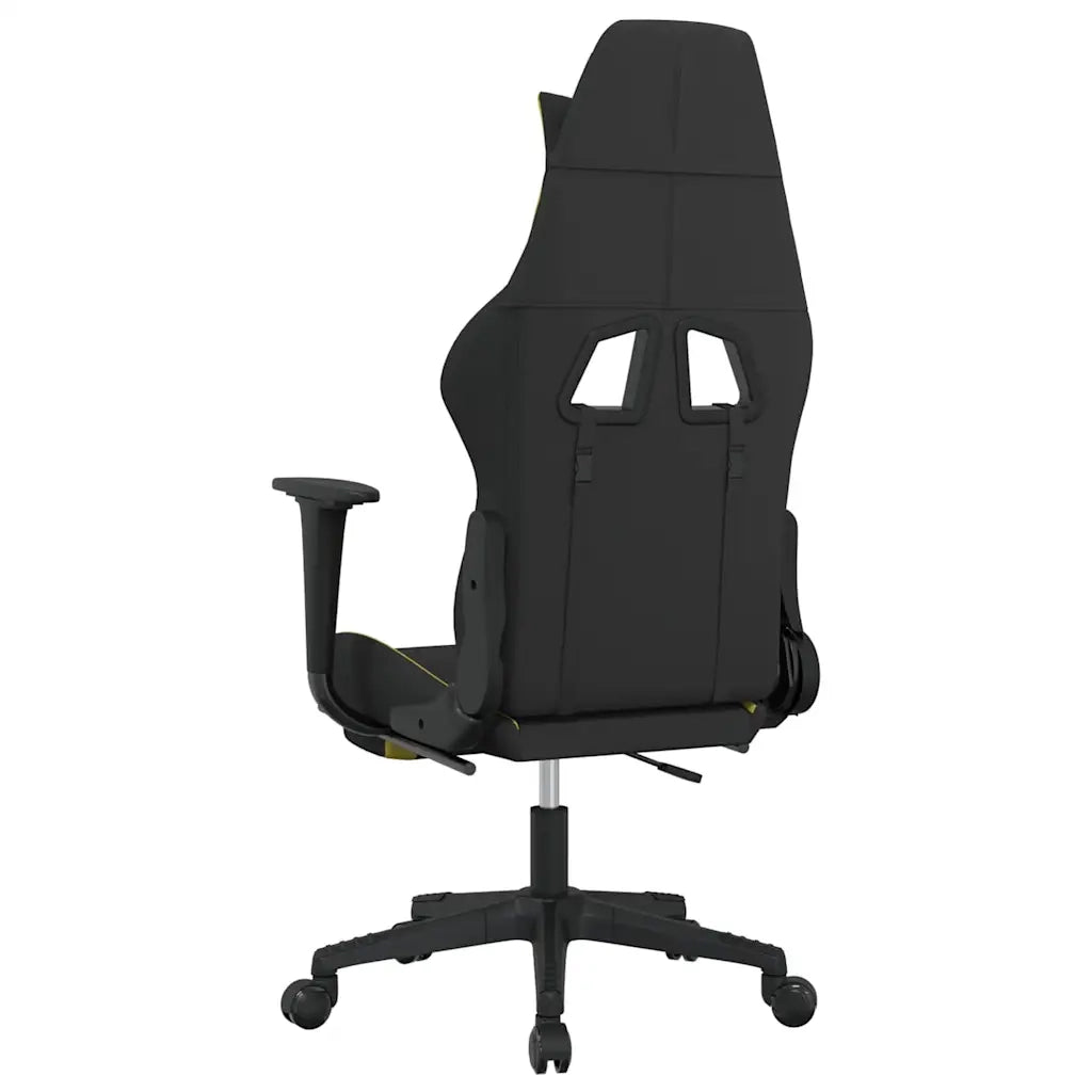 Sedia da Gaming | Sedia da e-sports con Poggiapiedi Nero e Verde Chiaro in Tessuto