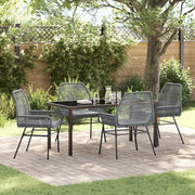 Set da Pranzo da Giardino 5 Pezzi con Cuscini Grigio Polyrattan