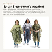 Set Poncho da 3 pezzi - Impermeabile - Cappuccio - Imbattibile - Unisex - Disegno leopardo - Compatto e leggero - Impermeabile da neve