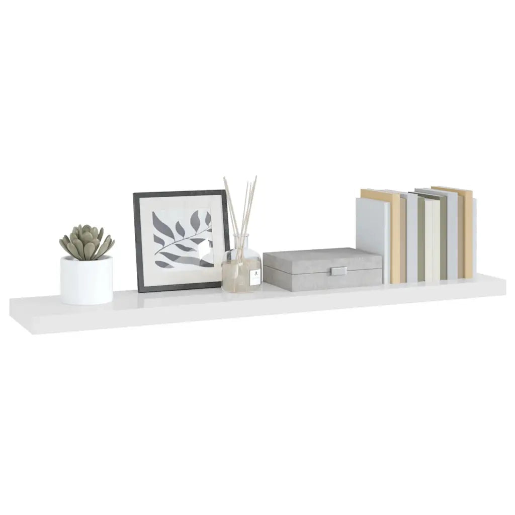 Scaffale a Parete Bianco Lucido 120x23,5x3,8 cm in MDF cod mxl 33651