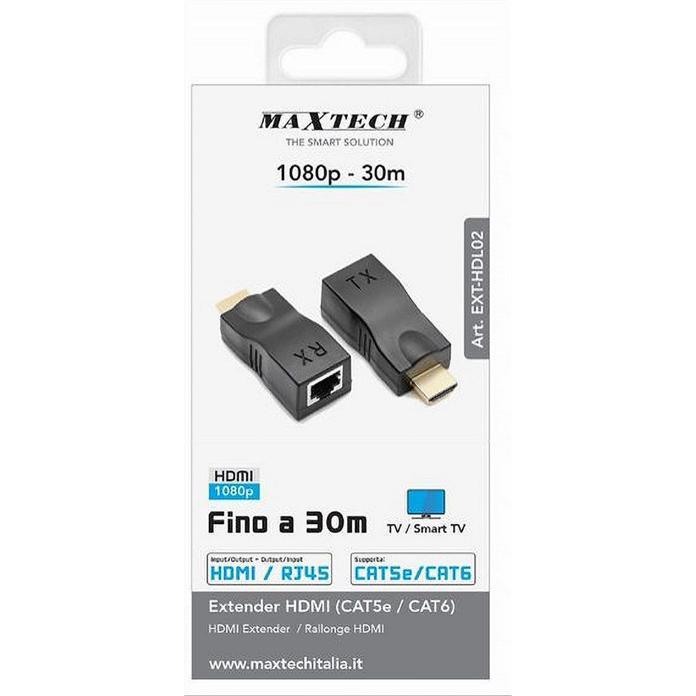 Trade Shop - Adattatori Hdmi A Rj45 Extender Rete Lan Ethernet Cat5e Cat6 1080p 30mt Ext-hdl02 -