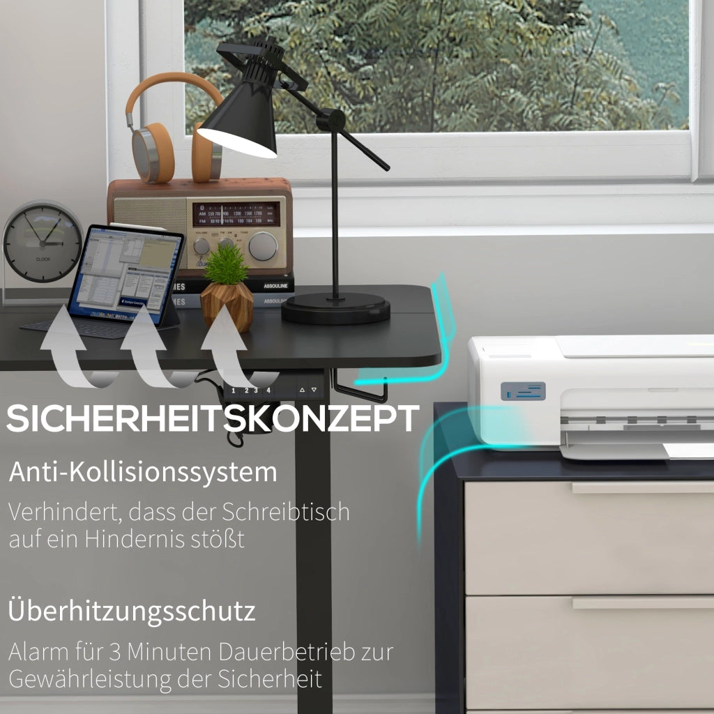 Scrivania lineare elettrica con 4 memorie, anti-collisione e surriscaldamento, per ufficio, 140 × 70 × 72-116 cm