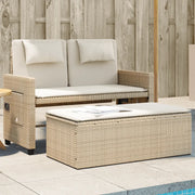 Panca Reclinabile da Giardino con Cuscini-Sgabello-Sedia da esterno Beige in Polyrattan 733946