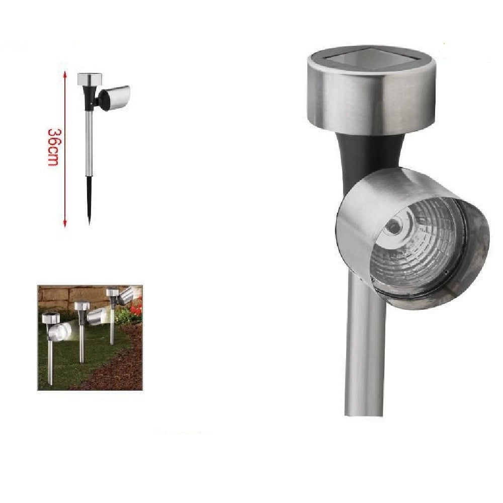 Trade Shop - Set 12pz Lampada Faretto Energia Solare Led Da Giardino A Picchetto 36cm 2002997 -