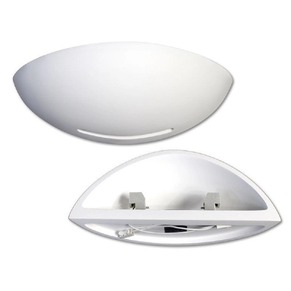 Trade Shop - Applique Parete Mezza Luna Gesso Doppia Emissione Verniciabile Attacco R7s -