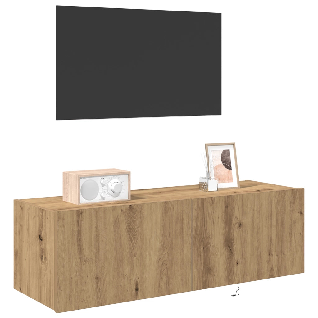 Mobile TV con luci LED Rovere Artigianale 100x35x31 cm