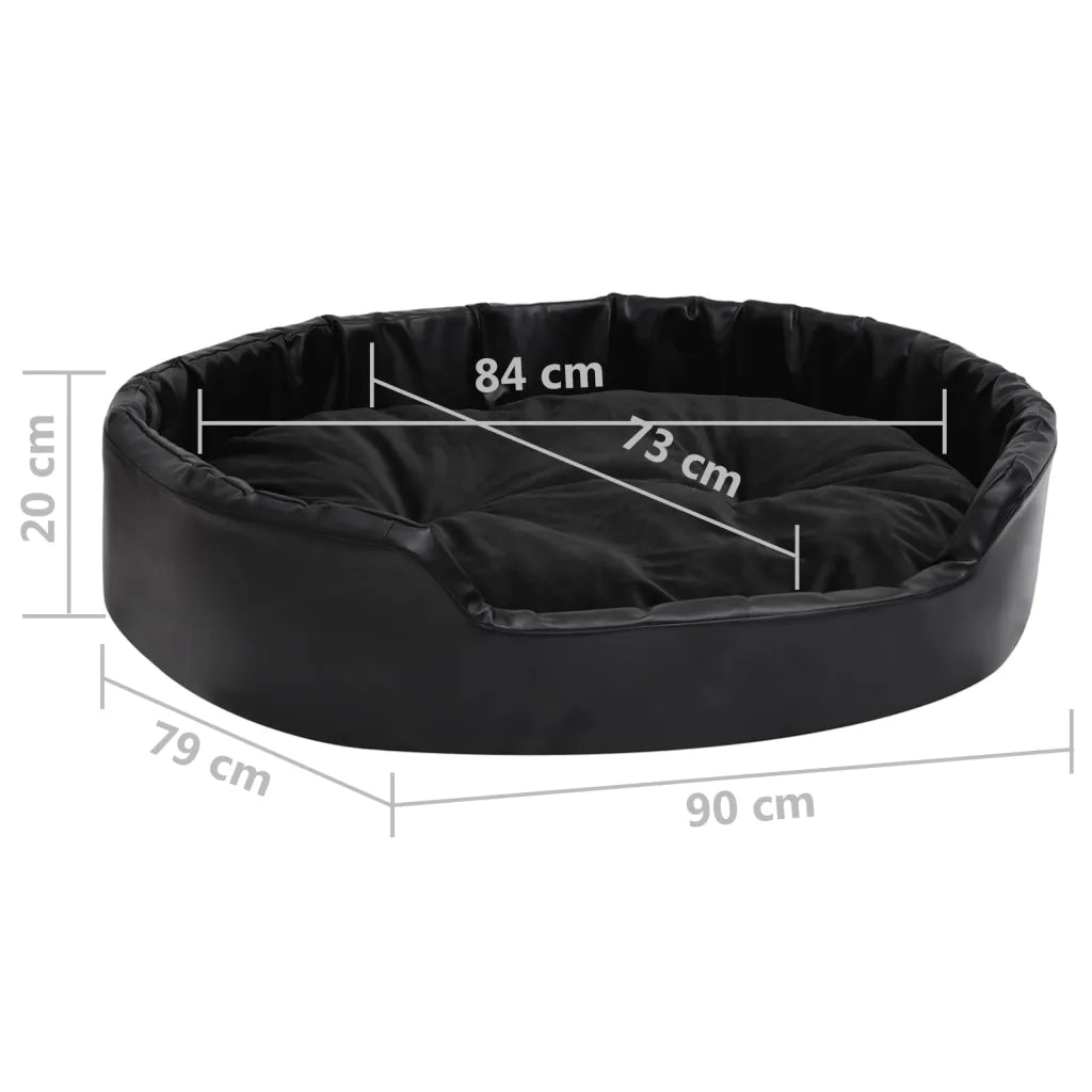 Lettino per Cani Nero 90x79x20 cm in Peluche e Similpelle 171263