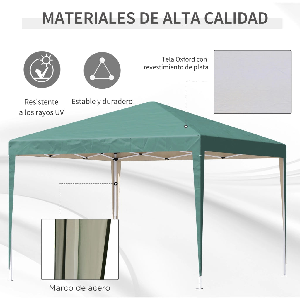 Tenda da Giardino 3x3 m Pieghevole ¨C zephmum ¨C Verde Impermeabile Anti-UV