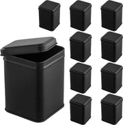Set di contenitori in metallo da tè 10 pezzi - Nero - 7 x 7 x 10 cm - Per tè libero - Fatto di acciaio duraturo - Leggero e stabile - Scatole di conservazione