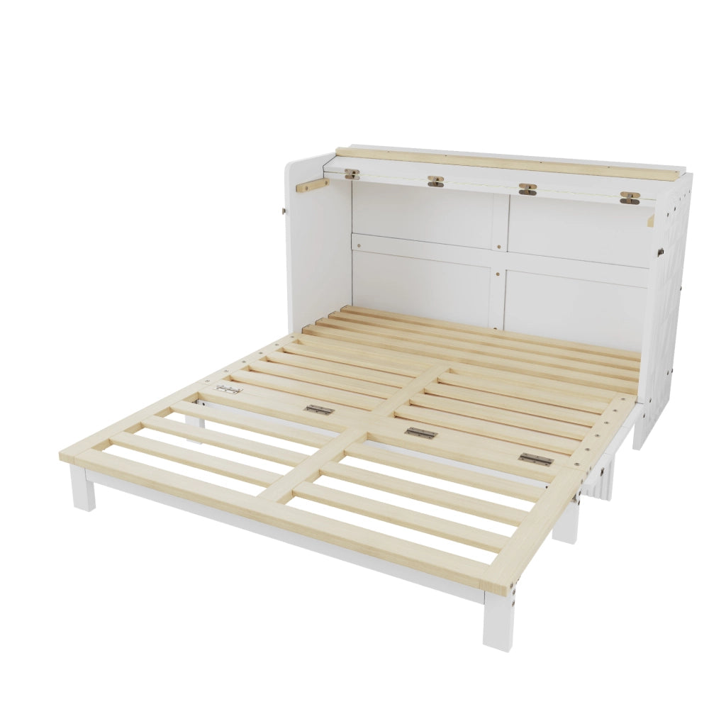 LETTO a scomparsa 140x200 cm con cassetti, USB, presa, LED, bianco