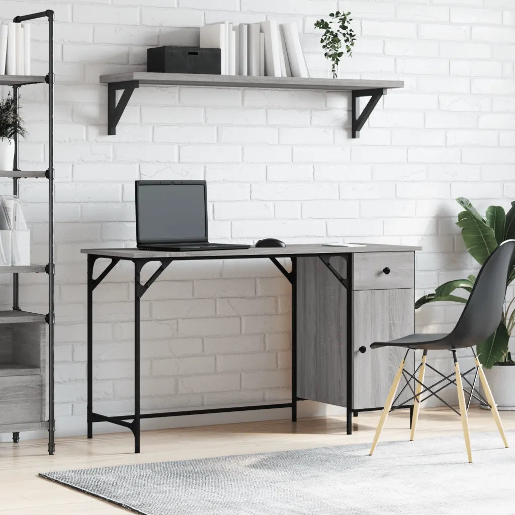 Scrivania | Tavolo da Ufficio Computer Grigio Sonoma 131x48x75 cm Legno Multistrato