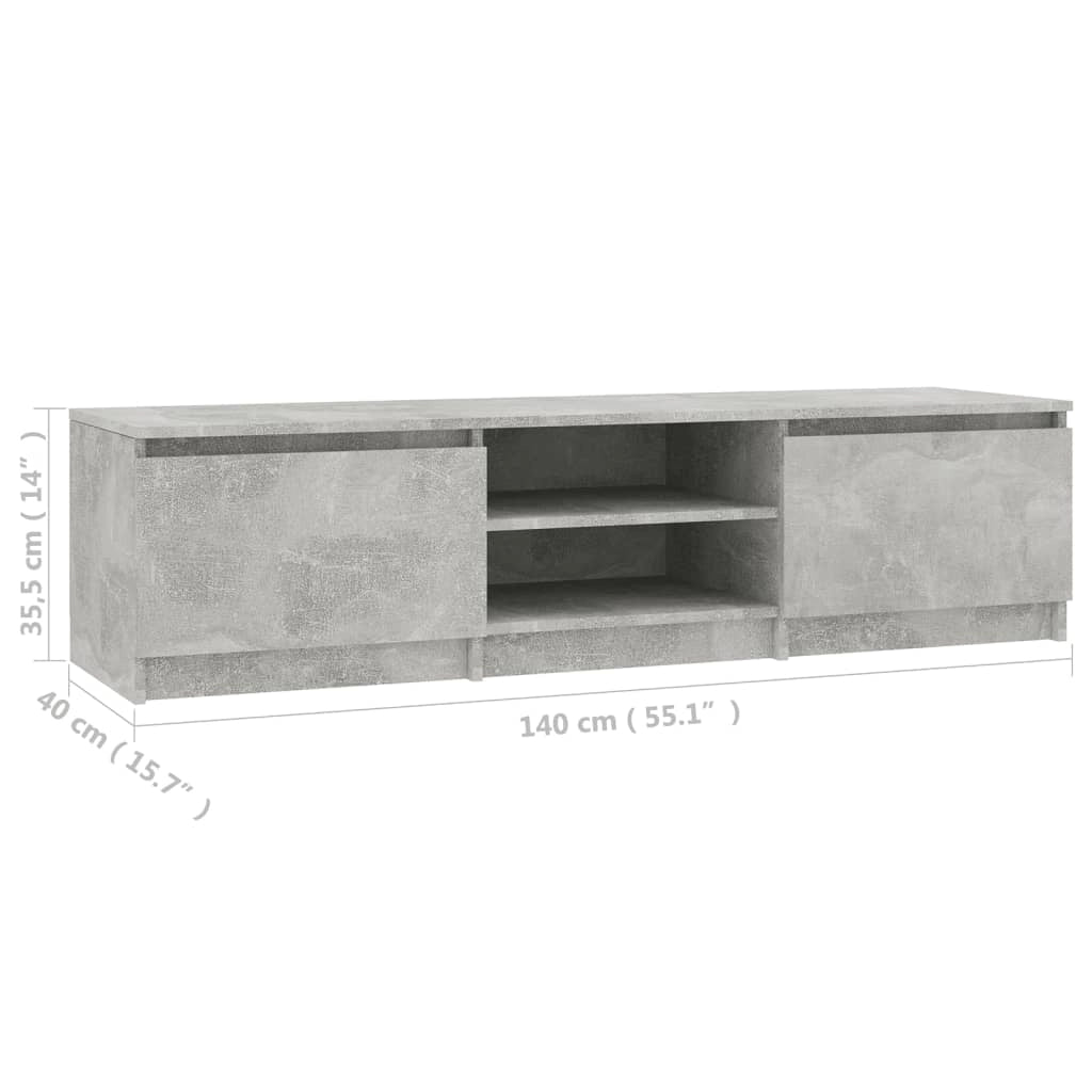 Mobile TV multimediale scaffale TV credenza mobile TV sala da pranzo soggiorno camera da letto 140 x 40 x 35,5 cm legno ingegnerizzato grigio 02_0025931