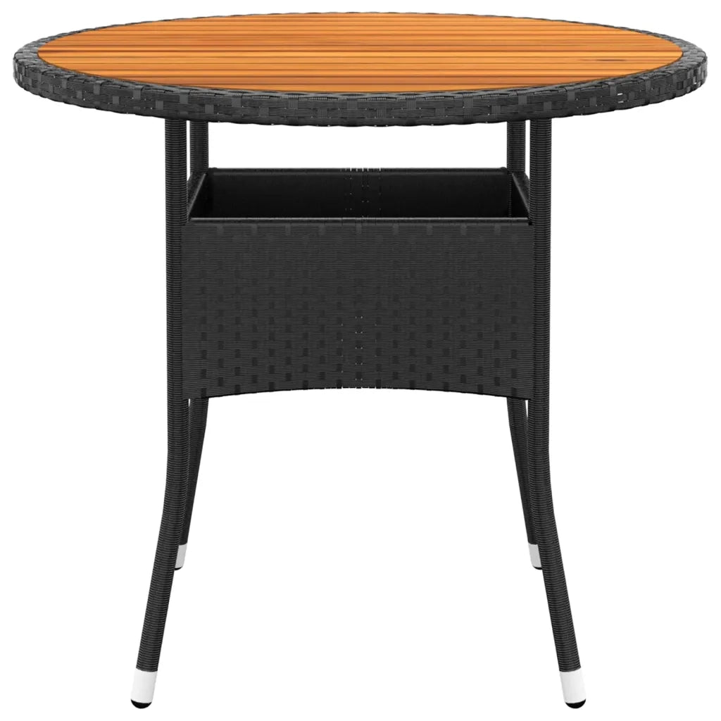 Set da Pranzo per Giardino 3 pz in Polyrattan Nero