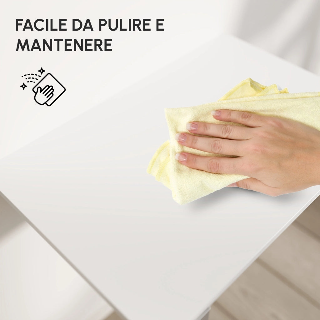 EasyComfort Tavolino a Muro Pieghevole Salvaspazio in MDF e Telaio in Metallo, per Cucina Salotto, Bianco, 60x40x20cm
