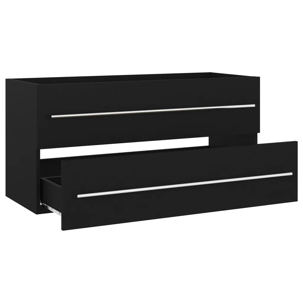 Mobile con Lavabo Integrato Nero in Legno Multistrato 3099069