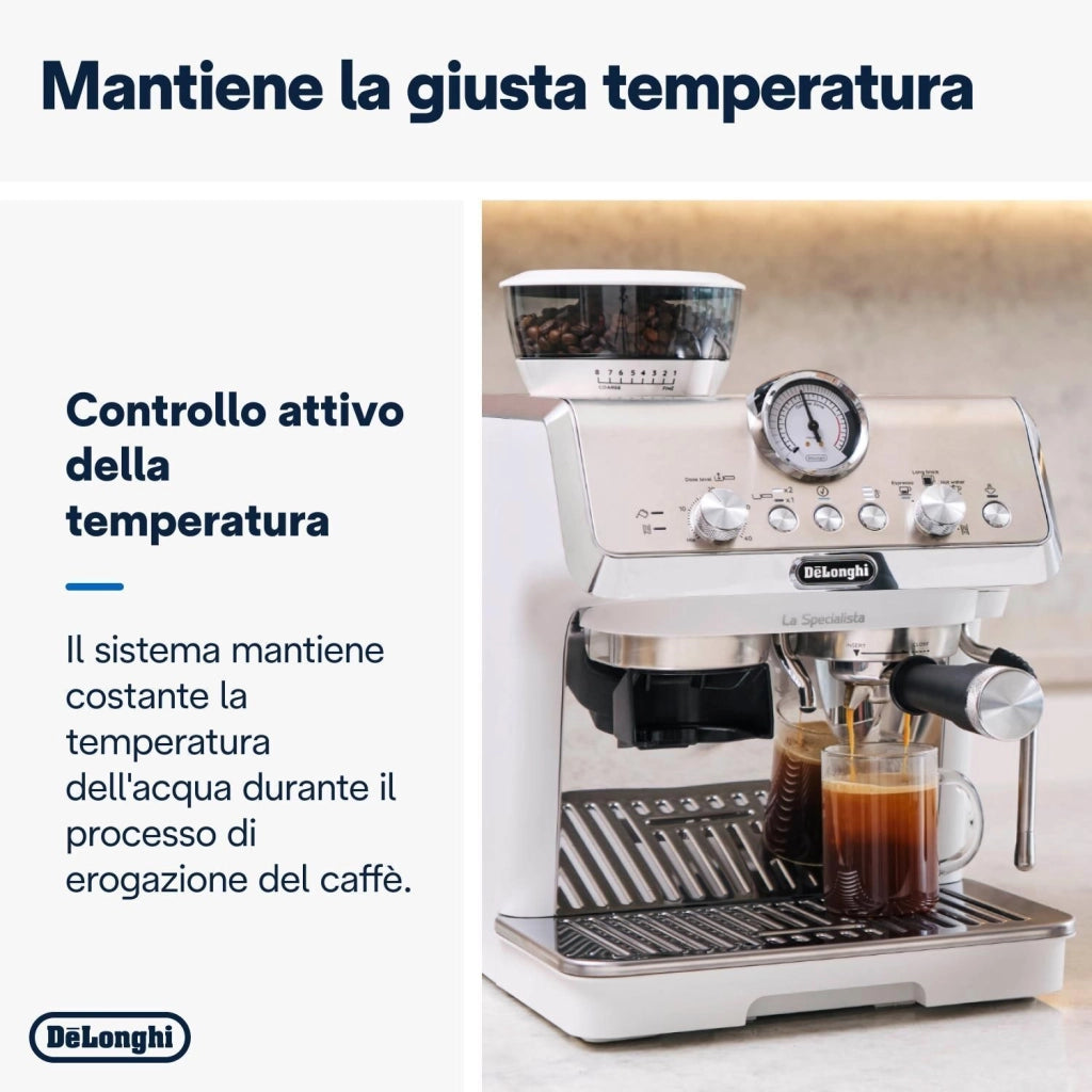 DeLonghi EC9155.W La Specialista Arte Macchina da Caffe' Espresso Macinacaffe' Integrato Lancia Vapore My Latte Art 1400W Bianco