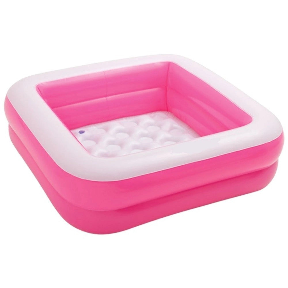 Trade Shop - Piscina Gonfiabile Per Bambini Baby Quadrata 2 Anelli Rosa 85 X 85 X 23 Cm -