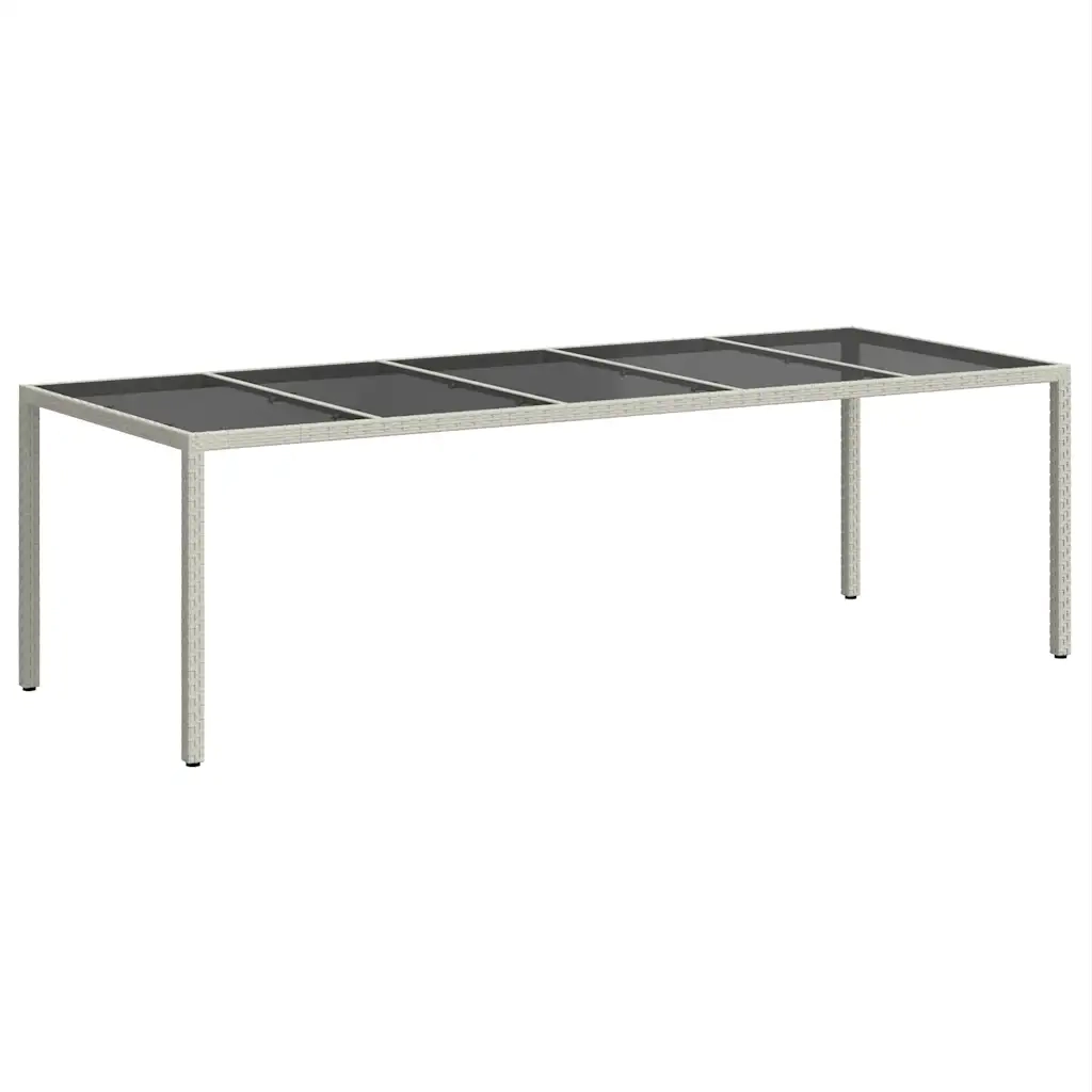 Tavolo Giardino | Tavolino da esterno Bianco 250x100x75 cm Polyrattan Vetro Temperato