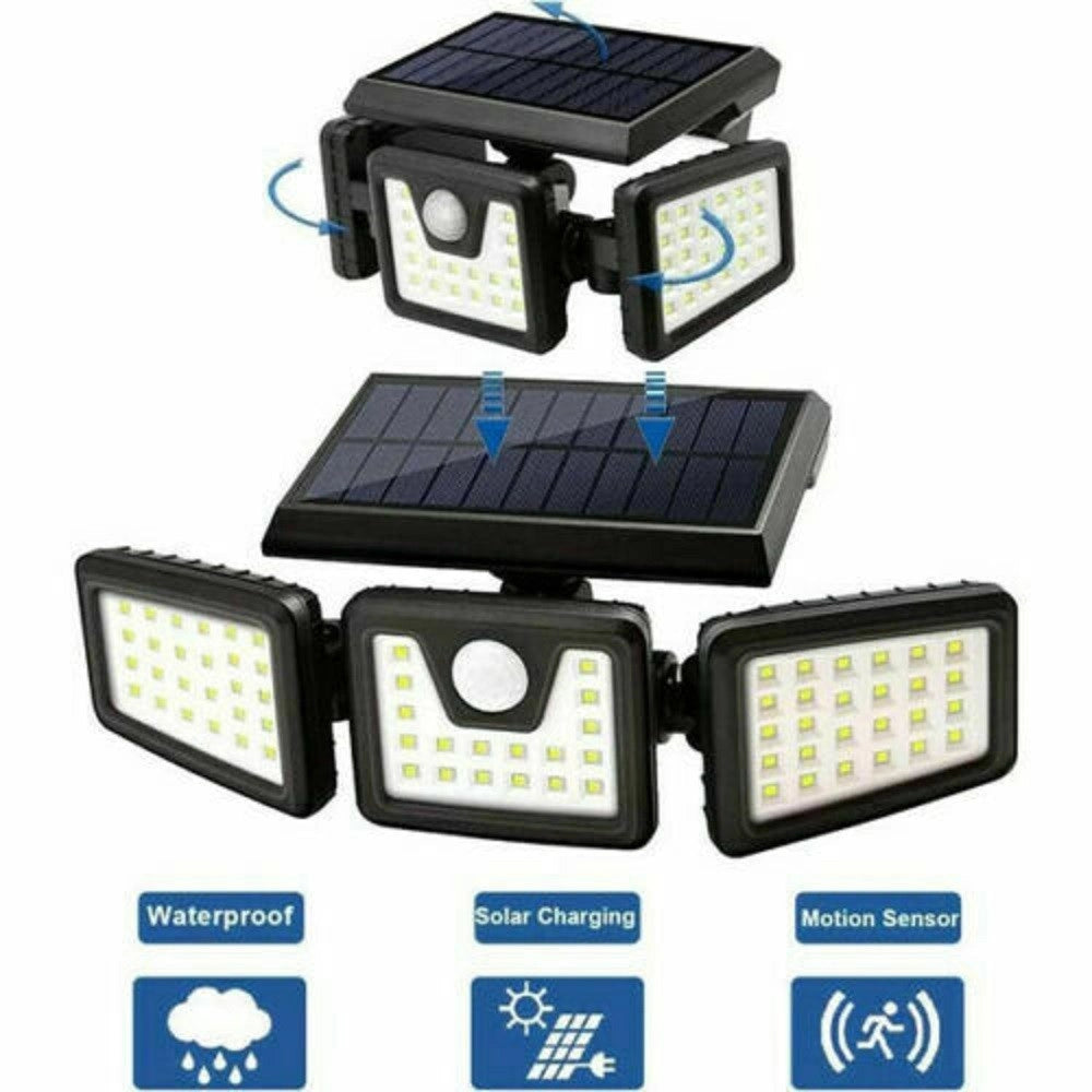Trade Shop - Faro Energia Solare Led Con Pannello Faretto Sensore Movimento 30w 74led Ta103 -