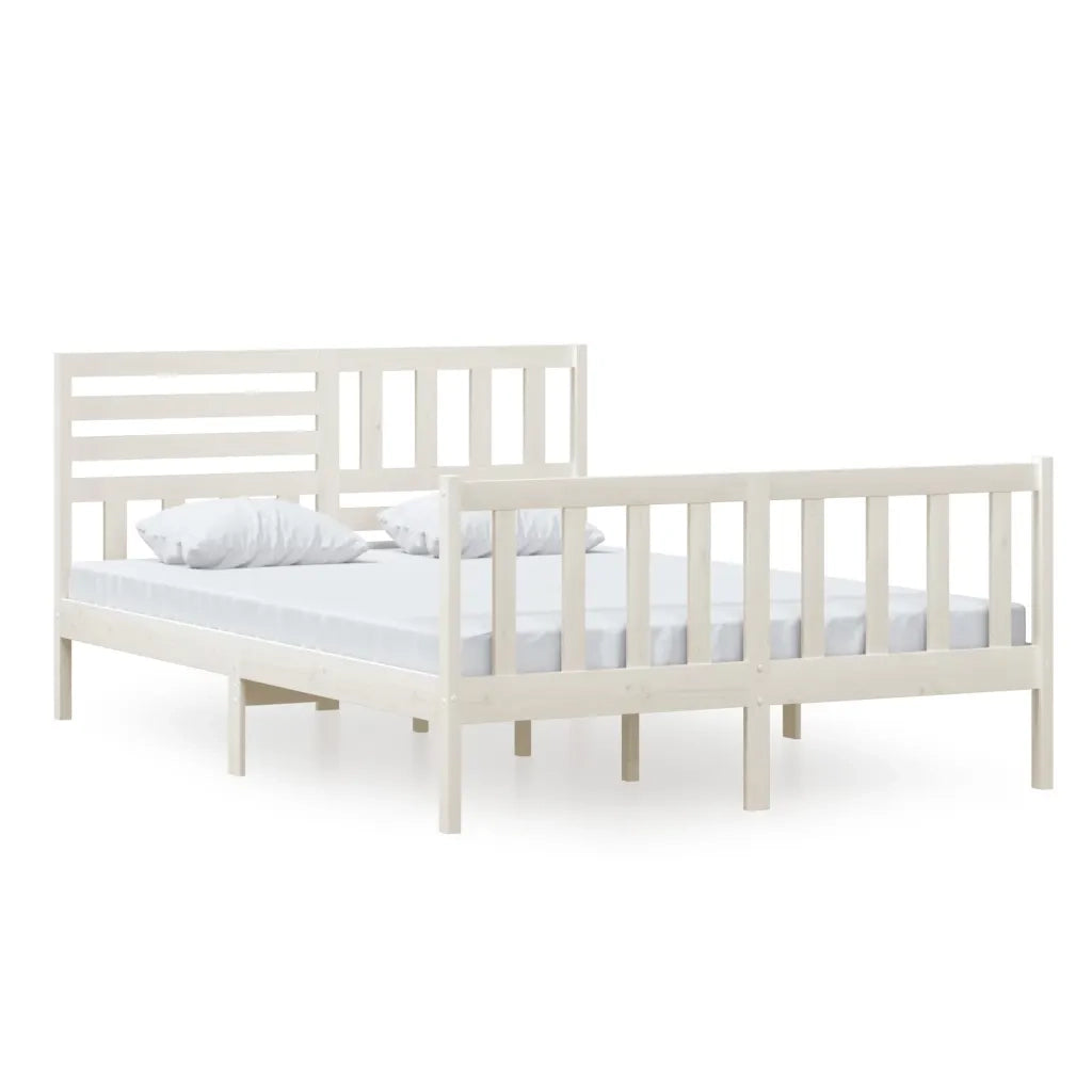 Giroletto-Struttura Letto Bianco in Legno Massello 140x200 cm 871543