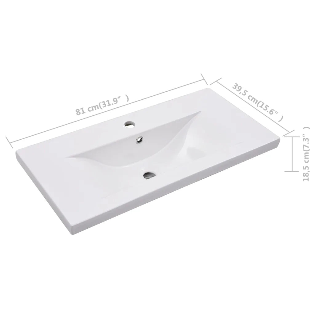 Lavabo da Incasso 81x39,5x18,5 cm in Ceramica Bianco 145062