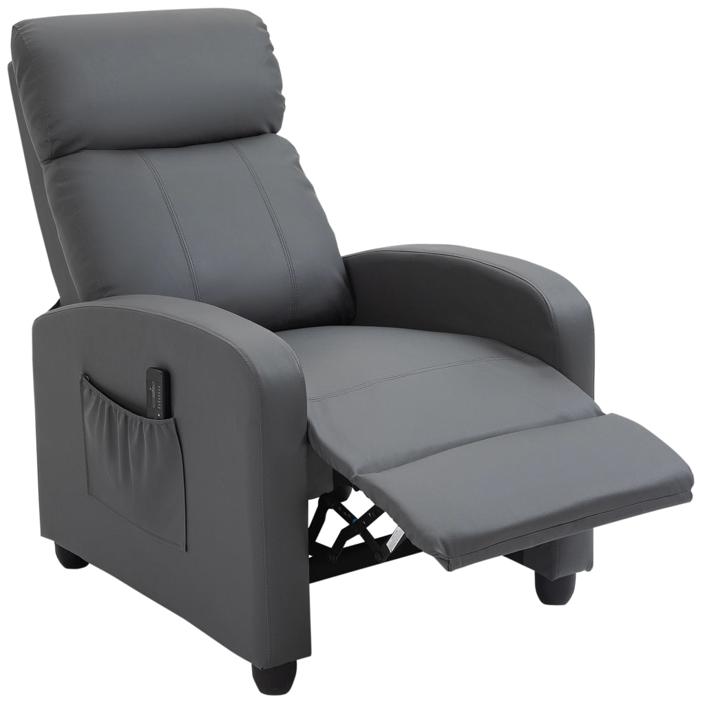 Poltrona Relax Massaggiante Reclinabile ¨C Xylo ¨C Elettrica con Poggiapiedi e Telecomando, Grigio, 68x88x98cm