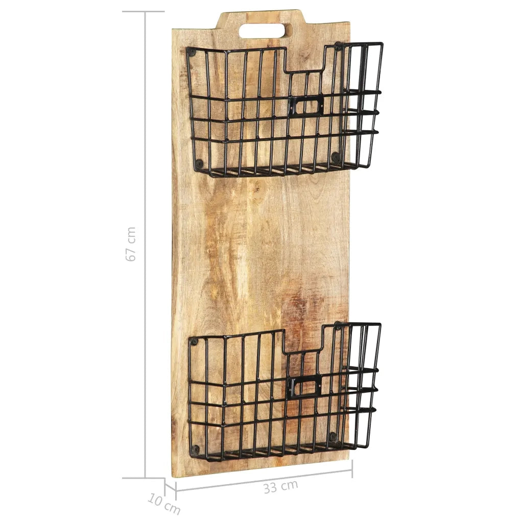 Portariviste a Parete 33x10x67 cm in Massello di Mango Grezzo 285878