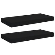 2 pz Scaffali a Parete | Ripiano a parete | Mensole a Parete Neri 50x23x3,8 cm in MDF