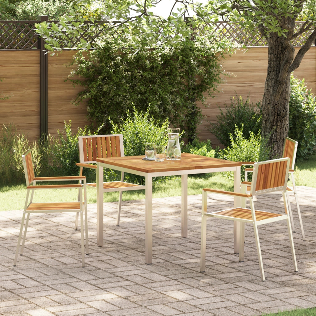 Set da Pranzo da Giardino 5 Pezzi in Legno Massello di Acacia
