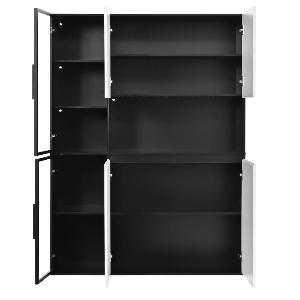 Vetrina alta con LED regolabili 120x40x160 cm in MDF bianco e nero