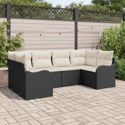 Set Divano da Giardino con cuscino 6 pcs Nero Poly Rattan 3345837
